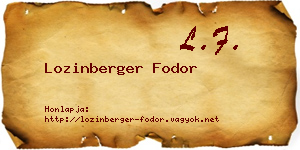 Lozinberger Fodor névjegykártya